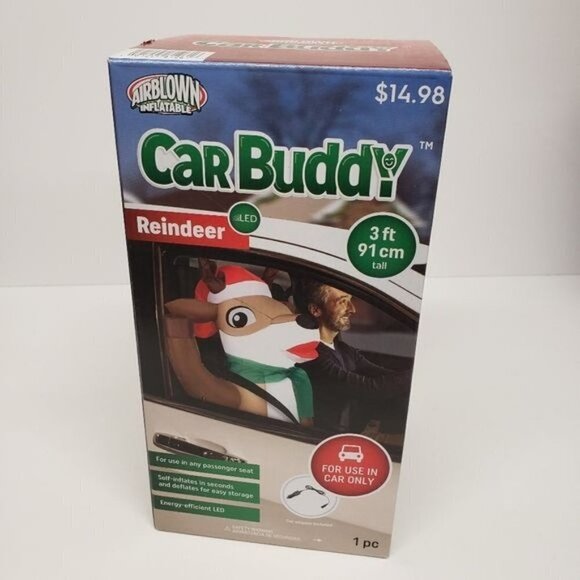 Gemmy Airblown Car Buddy Inflatable 3 Foot Reindeer Christmas Holiday - Picture 1 of 4